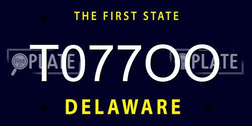 T077OO Delaware License Plate