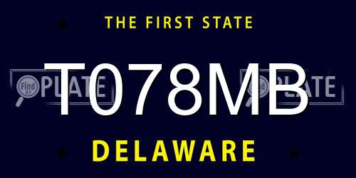T078MB Delaware License Plate
