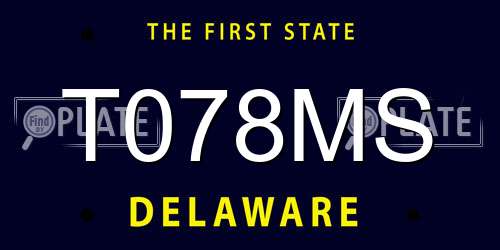 T078MS Delaware License Plate