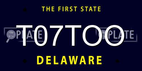T07TOO Delaware License Plate