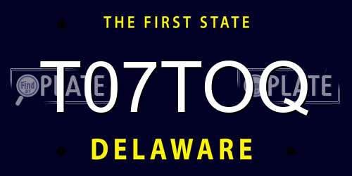 T07TOQ Delaware License Plate