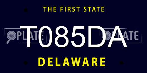 T085DA Delaware License Plate