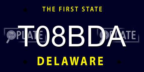 T08BDA Delaware License Plate