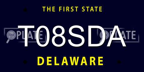 T08SDA Delaware License Plate