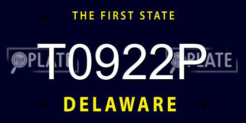 T0922P Delaware License Plate