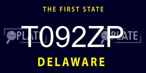 T092ZP Delaware License Plate