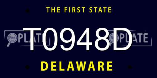 T0948D Delaware License Plate