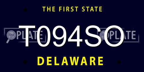 T094SO Delaware License Plate