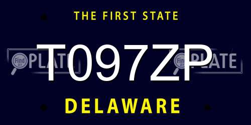 T097ZP Delaware License Plate