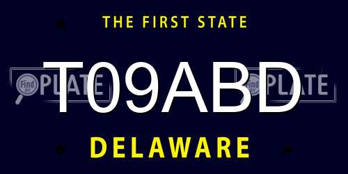 T09ABD Delaware License Plate
