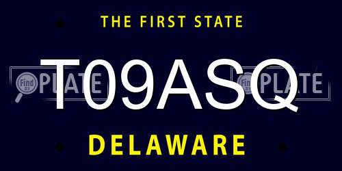 T09ASQ Delaware License Plate