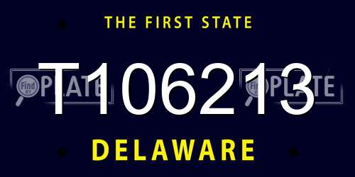 T106213 Delaware License Plate