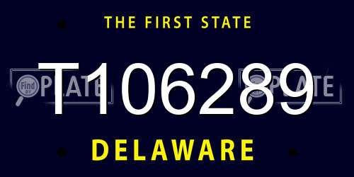 T106289 Delaware License Plate
