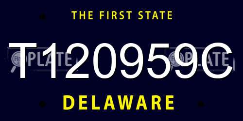 T120959C Delaware License Plate