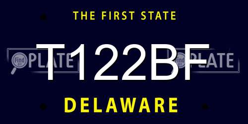 T122BF Delaware License Plate
