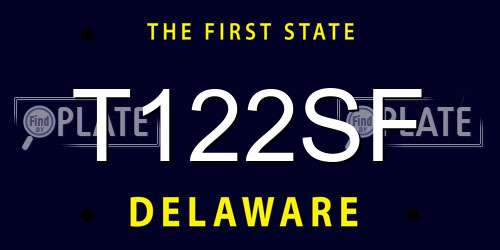 T122SF Delaware License Plate