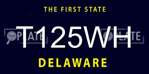 T125WH Delaware License Plate