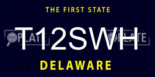 T12SWH Delaware License Plate