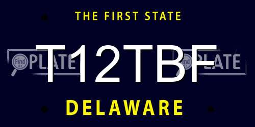 T12TBF Delaware License Plate