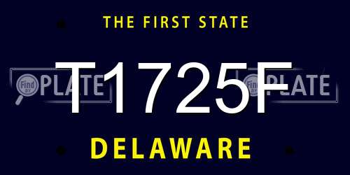 T1725F Delaware License Plate