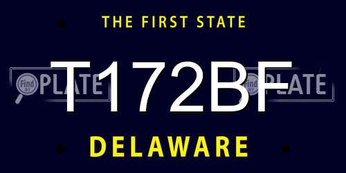 T172BF Delaware License Plate