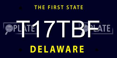 T17TBF Delaware License Plate