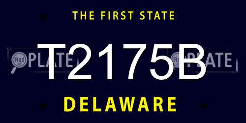 T2175B Delaware License Plate