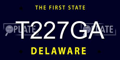 T227GA Delaware License Plate