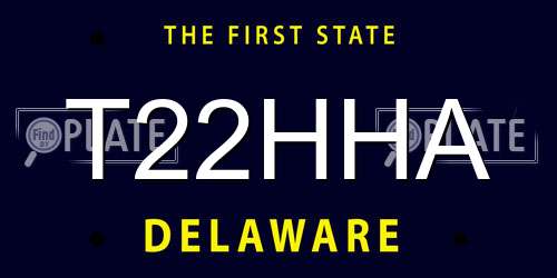 T22HHA Delaware License Plate