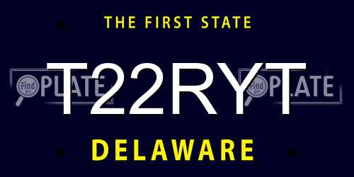 T22RYT Delaware License Plate