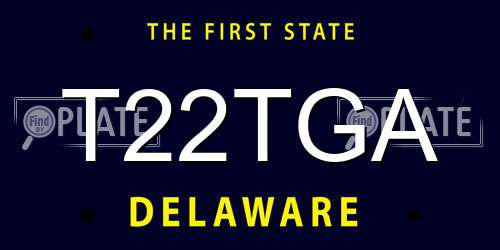 T22TGA Delaware License Plate