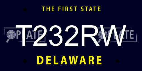 T232RW Delaware License Plate