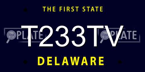 T233TV Delaware License Plate