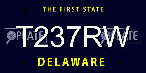 T237RW Delaware License Plate