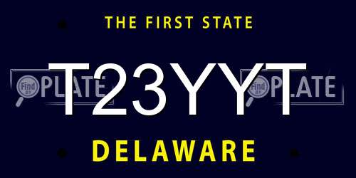 T23YYT Delaware License Plate