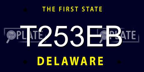 T253EB Delaware License Plate