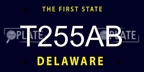 T255AB Delaware License Plate