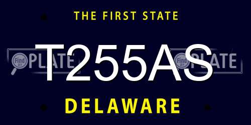 T255AS Delaware License Plate