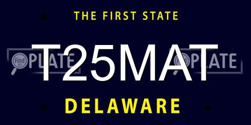 T25MAT Delaware License Plate