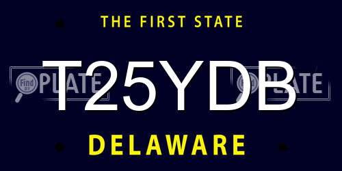 T25YDB Delaware License Plate