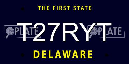T27RYT Delaware License Plate