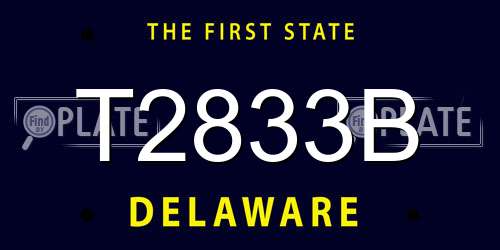 T2833B Delaware License Plate