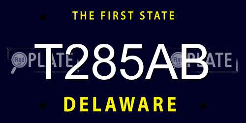 T285AB Delaware License Plate