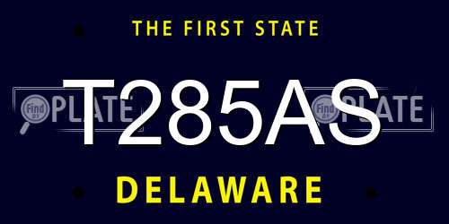 T285AS Delaware License Plate