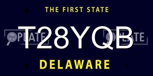 T28YQB Delaware License Plate
