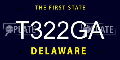 T322GA Delaware License Plate