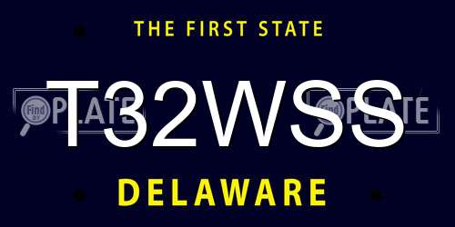 T32WSS Delaware License Plate