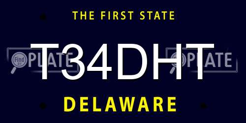 T34DHT Delaware License Plate