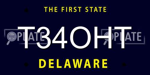 T34OHT Delaware License Plate