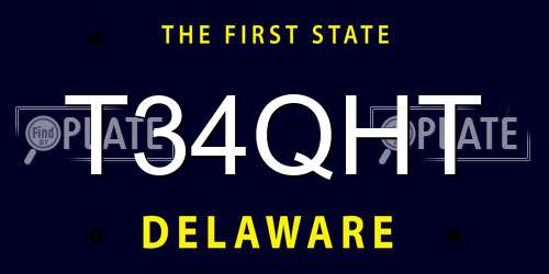 T34QHT Delaware License Plate